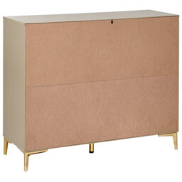 Wyld And Coco Beige 6-Drawer Chest With Fluted Fronts And Gold Handles - W108 X D40 X H89Cm - thumbnail 6