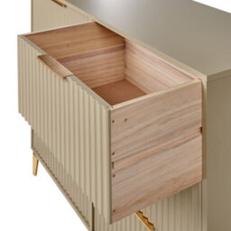 Wyld And Coco Beige 6-Drawer Chest With Fluted Fronts And Gold Handles - W108 X D40 X H89Cm - thumbnail 7