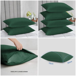 Ameha Bedding Pillowcase-Plain Dyed Emerald Breathable Envelope Durable Pillow Cover 2 Pair (50 X 75 Cm) Pillow Covers - thumbnail 5