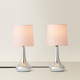 Valuelights Teardrop Pair Of Chrome Touch Table Lamps With Pink Shade And Bulbs - thumbnail 4