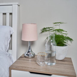 Valuelights Teardrop Pair Of Chrome Touch Table Lamps With Pink Shade And Bulbs - thumbnail 7