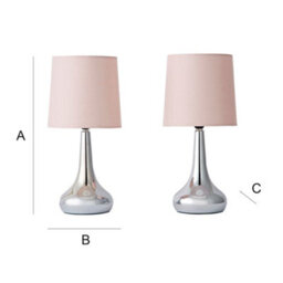 Valuelights Teardrop Pair Of Chrome Touch Table Lamps With Pink Shade And Bulbs - thumbnail 9