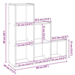 Vidaxl Room Divider Bookcase 3-Tier Concrete Grey 99X29X99 Cm Engineered Wood - thumbnail 3