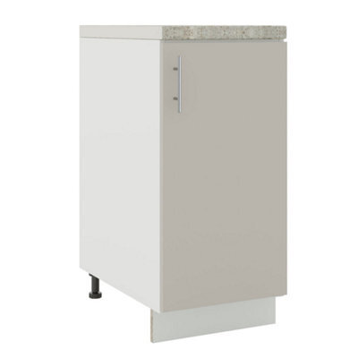 Jd Greta Adjustable Legs Kitchen Base Unit 400mm Storage Cabinet With Door Shelf 40Cm - Cashmere Matt With Worktop - image 1