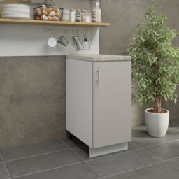 Jd Greta Adjustable Legs Kitchen Base Unit 400mm Storage Cabinet With Door Shelf 40Cm - Cashmere Matt With Worktop - thumbnail 2