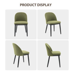 London Boutique Set Of 2 Linen Fabric Dining Chairs, Upholstered Kitchen Chairs, Curved Backrests, Wooden Legs, Green - thumbnail 6