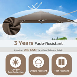Costway 3M Round Patio Parasol Outdoor Adjustable Cantilever Umbrella W/ 360 Rotation - thumbnail 5