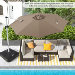 Costway 3M Round Patio Parasol Outdoor Adjustable Cantilever Umbrella W/ 360 Rotation - thumbnail 4
