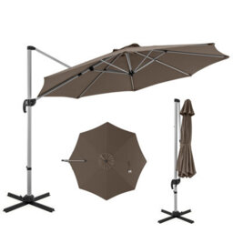 Costway 3M Round Patio Parasol Outdoor Adjustable Cantilever Umbrella W/ 360 Rotation - thumbnail 1