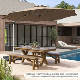 Costway 3M Round Patio Parasol Outdoor Adjustable Cantilever Umbrella W/ 360 Rotation - thumbnail 3