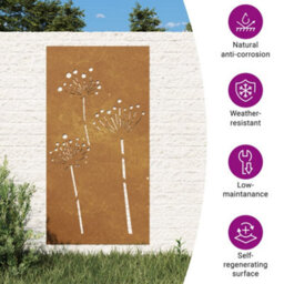 Vidaxl Garden Wall Decoration 105X55 Cm Corten Steel Flower Design - thumbnail 7