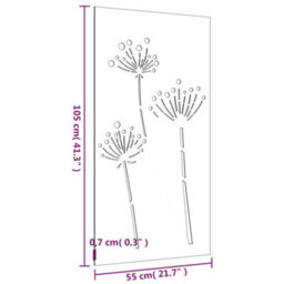 Vidaxl Garden Wall Decoration 105X55 Cm Corten Steel Flower Design - thumbnail 3
