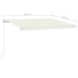 Berkfield Manual Retractable Awning 450X300 Cm Cream - thumbnail 7