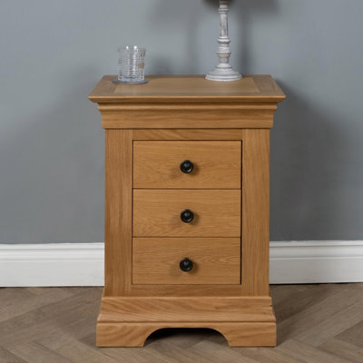 Elm Home And Products Elm Home And Garden 3 Drawer Bedside Cabinet Night Stand Quality Oak Fully Assembled - image 1