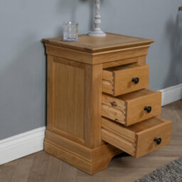 Elm Home And Products Elm Home And Garden 3 Drawer Bedside Cabinet Night Stand Quality Oak Fully Assembled - thumbnail 3