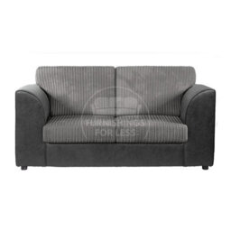 Furnishings For Less UK Luxor Jumbo Cord 3 + 2 + 1 Fabric 3 Piece Sofa Suite - Fullback Black And Grey - thumbnail 3