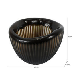 Vanity Living 17Cm Pleated Coffee Brown Handmade Glass Vase, Small Decorative Vase For Living Room - thumbnail 3