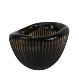 Vanity Living 17Cm Pleated Coffee Brown Handmade Glass Vase, Small Decorative Vase For Living Room - thumbnail 4