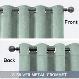 Bedlooms Sage Green Linen Curtain 100% Blackout Thermal Insulated Eyelet Door Curtain Single Panel 66 X 84 Inches With Tie Back - thumbnail 5