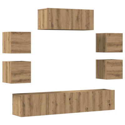 Berkfield Classic 7 Piece Tv Cabinet Set Wall-Mounted Artisan Oak Engineered Wood
