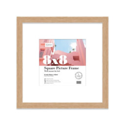 "8X8"" Oak Picture Frame - 8X8"" Square Frame With 6X6"" Mount For 8X8""/6X6"" Pictures Vintage Style Thin Edge, 1 Pack" - thumbnail 1