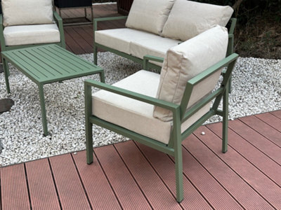 UK Leisure World Green Aluminium Metal Rattan Wicker Garden Outdoor Four 4 Seater Bistro Table And Chairs Furniture Patio Coffee Table - image 1
