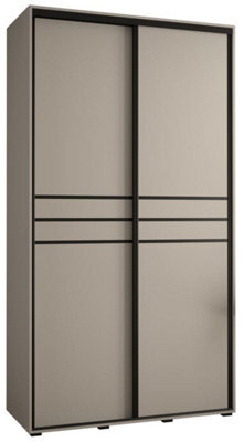 Arte  Sophisticated Cashmere & Black Sliding Door Wardrobe W130Cm H235Cm D60Cm For Savvy Space Optimisation - image 1