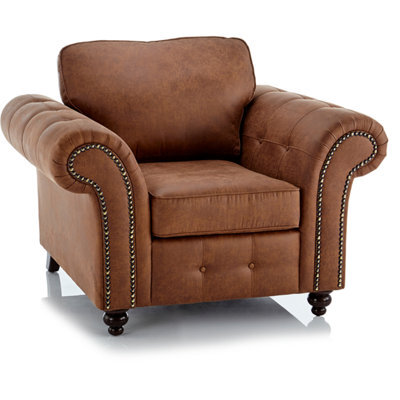 Furnishings For Less UK Oakland Armchair Leather Air Single Seater Tan - image 1