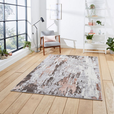 Grey Rose Abstract Modern Machine Made Easy To Clean Rug For Living Room Bedroom And Dining Room-160Cm X 220Cm - image 1