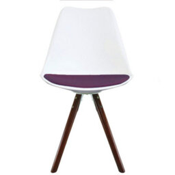 Fusion Living Soho White & Aubergine Plastic Dining Chair With Pyramid Dark Wood Legs - thumbnail 6
