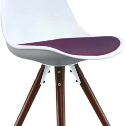 Fusion Living Soho White & Aubergine Plastic Dining Chair With Pyramid Dark Wood Legs - thumbnail 3
