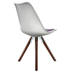 Fusion Living Soho White & Aubergine Plastic Dining Chair With Pyramid Dark Wood Legs - thumbnail 4