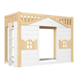 Modernluxe 3Ft Bunk Bed, Loft Bed, 90X190Cm, Wooden Bed, Underneath Used As A Bed Or As An Activity Area, White+Natural - thumbnail 7