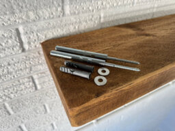 House of Rustic Wooden Floating Shelf Rustic Oak Wall Mounted Solid Wood Industrial Reclaimed Style (L) 140Cm X (W) 22Cm X 6Cm Thick - thumbnail 6