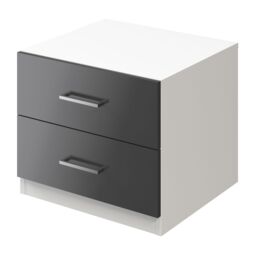 GoodHome Atomia All In One Gloss Anthracite & White 2 Drawer Bedside Table (H)429mm (W)500mm (D)466mm - thumbnail 2