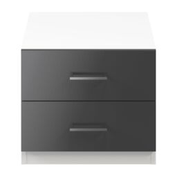 GoodHome Atomia All In One Gloss Anthracite & White 2 Drawer Bedside Table (H)429mm (W)500mm (D)466mm - thumbnail 3