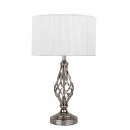 Lighting Supermarket Queenswood Traditional Barley Twist Table Lamp With Ivory String Shade - Silver - thumbnail 1
