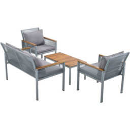 Abrihome Garden Lounge Set, Garden Furniture Set With Comfortable Cushions, Double Sofa, 2 Armchairs And Table, Table And Chairs, Grey - thumbnail 8