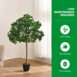 Thehotsale 122Cm Artificial Schefflera Arboricola Tree In Black Pot For Decoration Living Room - thumbnail 2