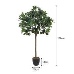 Thehotsale 122Cm Artificial Schefflera Arboricola Tree In Black Pot For Decoration Living Room - thumbnail 7