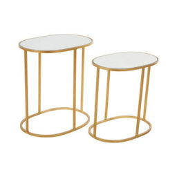 Orsina  Set Of 2 Oval Side Tables, Nesting Tables,gold Side Tables With Mirrored Tops,end Tables,luxe Accent Tables - thumbnail 2