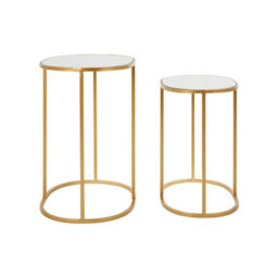Orsina  Set Of 2 Oval Side Tables, Nesting Tables,gold Side Tables With Mirrored Tops,end Tables,luxe Accent Tables - thumbnail 3