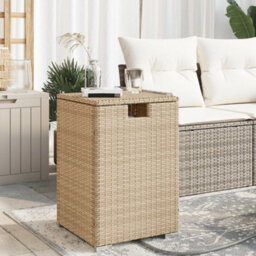 Vidaxl Propane Tank Cover Table Beige 40X40X60 Cm Poly Rattan - thumbnail 1