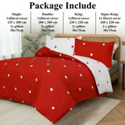 Aspire Homeware Printed Microfiber Duvet Cover Set, Red & White Dotted Reversible, Double, (L)200Cm X (W)200Cm - thumbnail 6