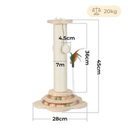 Skylos Cat Scratching Post 45Cm Natural Sisal Pole Activity Center Toys - thumbnail 4