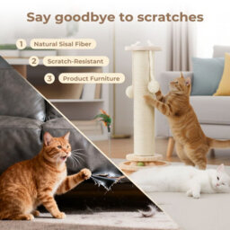 Skylos Cat Scratching Post 45Cm Natural Sisal Pole Activity Center Toys - thumbnail 5