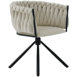 Btm Set Of 6 Velvet Dining Chairs, Swivel Armchair, Metal Legs, Light Luxury Living Room/bedroom, Beige - thumbnail 6