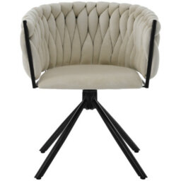 Btm Set Of 6 Velvet Dining Chairs, Swivel Armchair, Metal Legs, Light Luxury Living Room/bedroom, Beige - thumbnail 7
