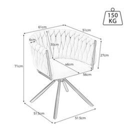 Btm Set Of 6 Velvet Dining Chairs, Swivel Armchair, Metal Legs, Light Luxury Living Room/bedroom, Beige - thumbnail 4