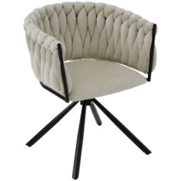 Btm Set Of 6 Velvet Dining Chairs, Swivel Armchair, Metal Legs, Light Luxury Living Room/bedroom, Beige - thumbnail 5